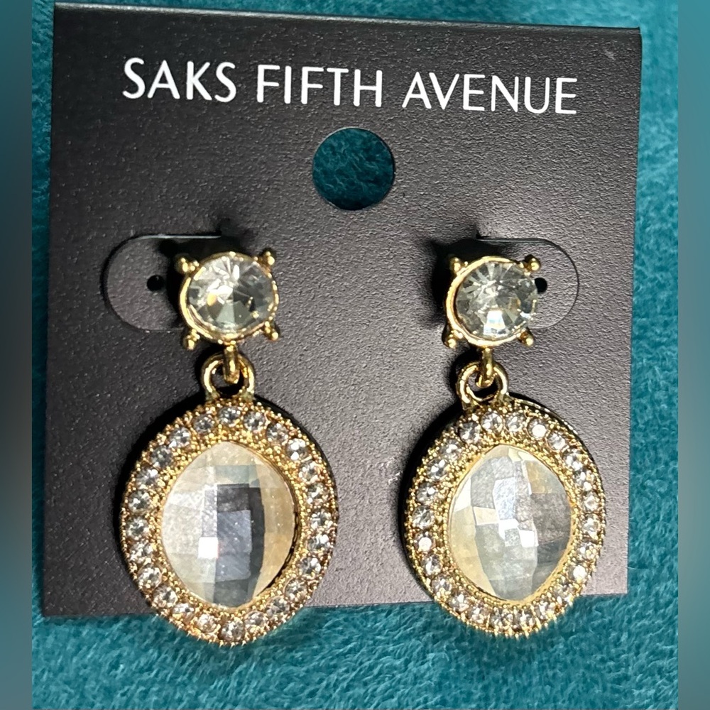 Saks Fifth Avenue Gold and Silver Crystal Earrings